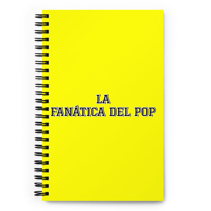 La Fanática Del Pop The Pop Music Lover | Yellow Spiral Notebook, 140 Dotted Sheets | Funny Gift Idea Home Office Work | Mexican Spanish Pride Gift