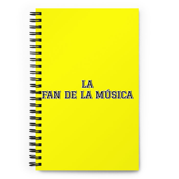 La Fan De La Música The Music Fan | Yellow Spiral Notebook, 140 Dotted Sheets | Funny Gift Idea Home Office Work | Mexican Spanish Pride Gift