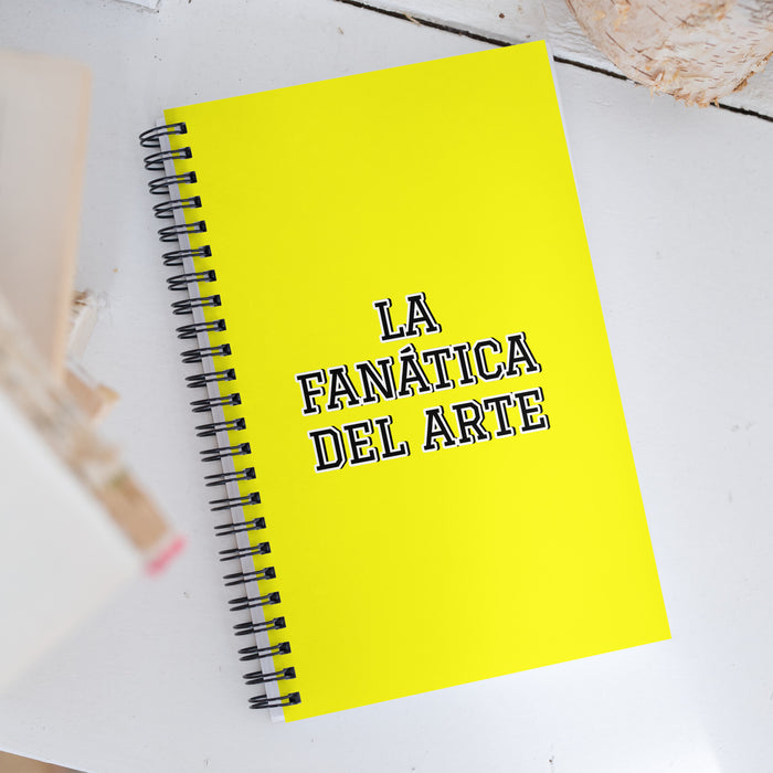 La Fanática Del Arte The Art Lover | Yellow Spiral Notebook, 140 Dotted Sheets | Funny Gift Idea Home Office Work | Mexican Spanish Pride Gift