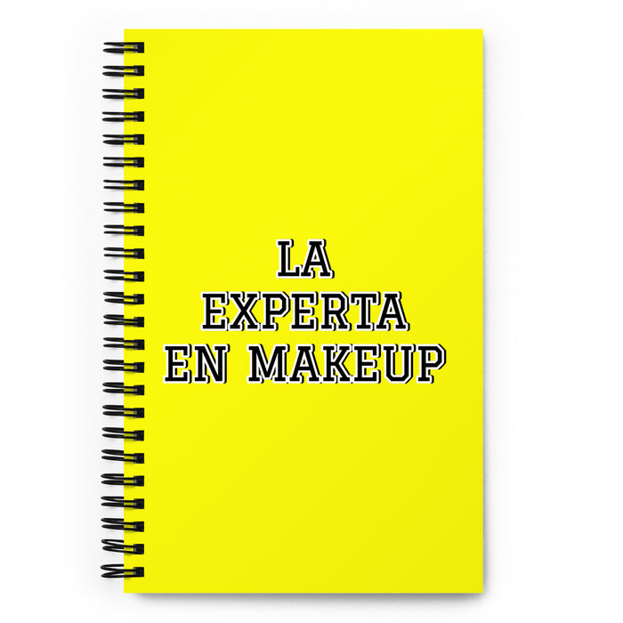 La Experta En Makeup The Makeup Expert | Yellow Spiral Notebook, 140 Dotted Sheets | Funny Gift Idea Home Office Work | Mexican Spanish Pride Gift