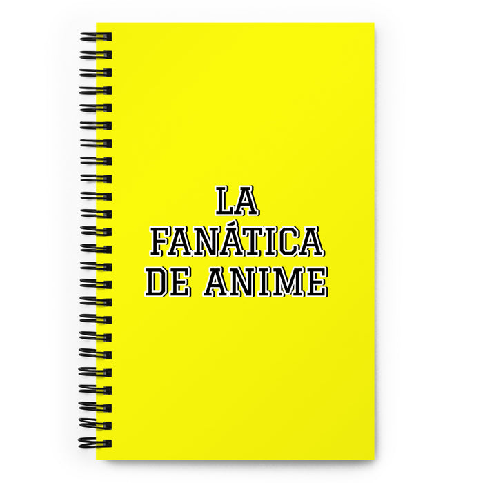 La Fanática De Anime The Anime Fan | Yellow Spiral Notebook, 140 Dotted Sheets | Funny Gift Idea Home Office Work | Mexican Spanish Pride Gift