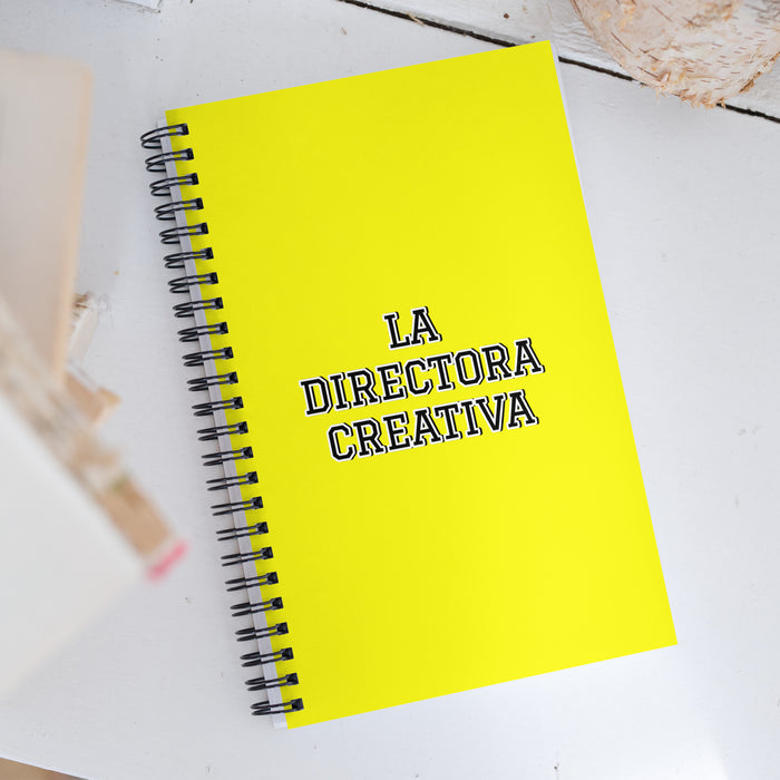 La Directora Creativa The Creative Director | Yellow Spiral Notebook, 140 Dotted Sheets | Funny Gift Idea Home Office Work | Mexican Spanish Pride Gift