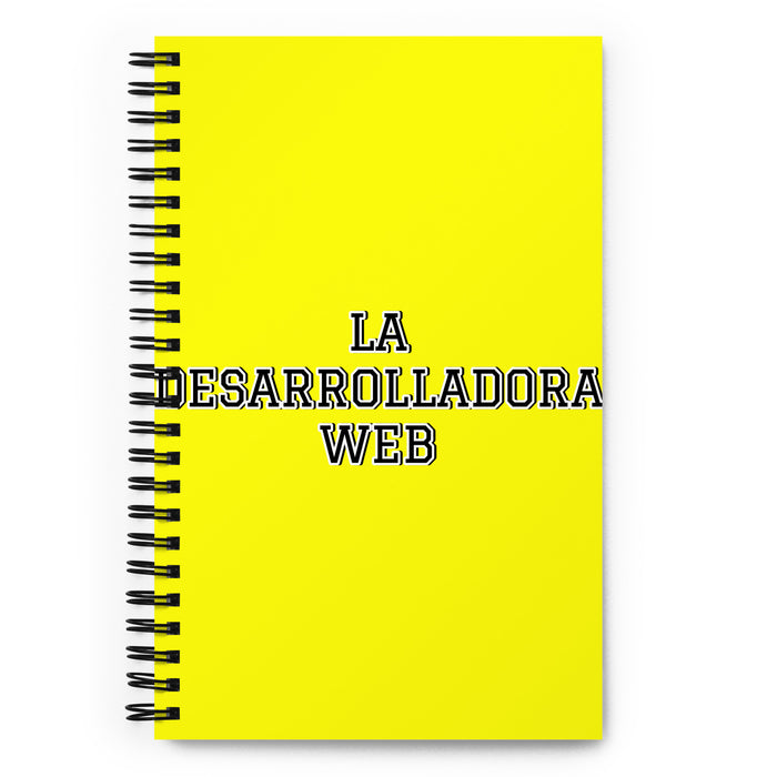 La Desarrolladora Web The Web Developer | Yellow Spiral Notebook, 140 Dotted Sheets | Funny Gift Idea Home Office Work | Mexican Spanish Pride Gift