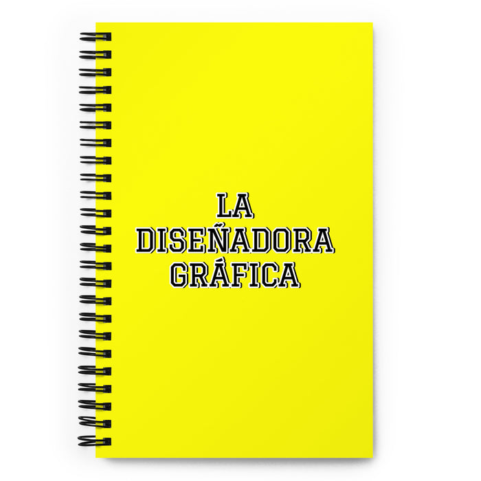 La Diseñadora Gráfica The Graphic Designer | Yellow Spiral Notebook, 140 Dotted Sheets | Funny Gift Idea Home Office Work | Mexican Spanish Pride Gift