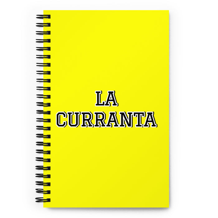 La Curranta The Hard Worker | Yellow Spiral Notebook, 140 Dotted Sheets | Funny Gift Idea Home Office Work | Mexican Spanish Pride Gift