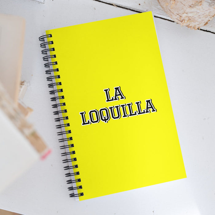 La Loquilla The Crazy One | Yellow Spiral Notebook, 140 Dotted Sheets | Funny Gift Idea Home Office Work | Mexican Spanish Pride Gift