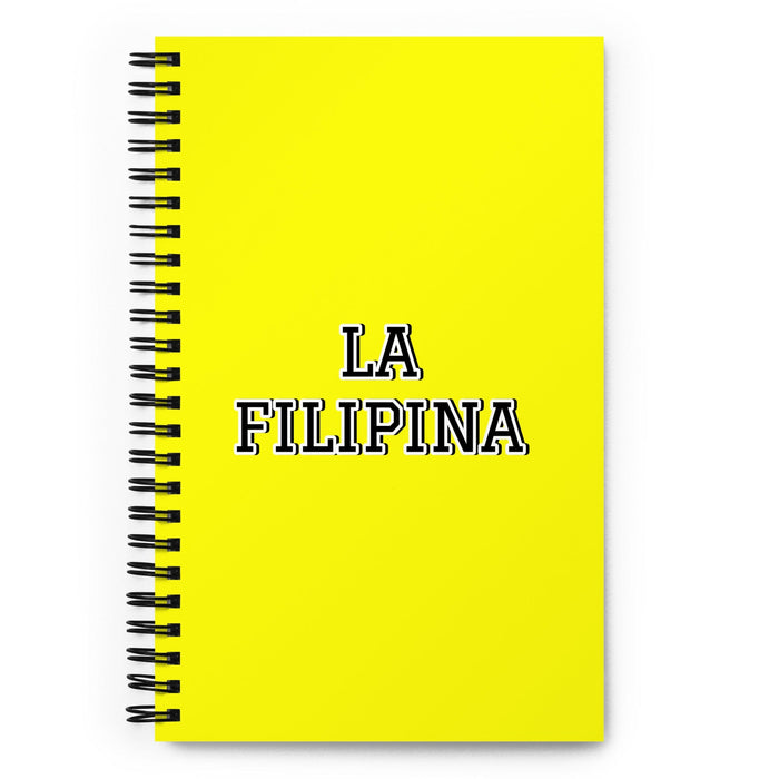 La Filipina The Filipino | Yellow Spiral Notebook, 140 Dotted Sheets | Funny Gift Idea Home Office Work | Mexican Spanish Pride Gift