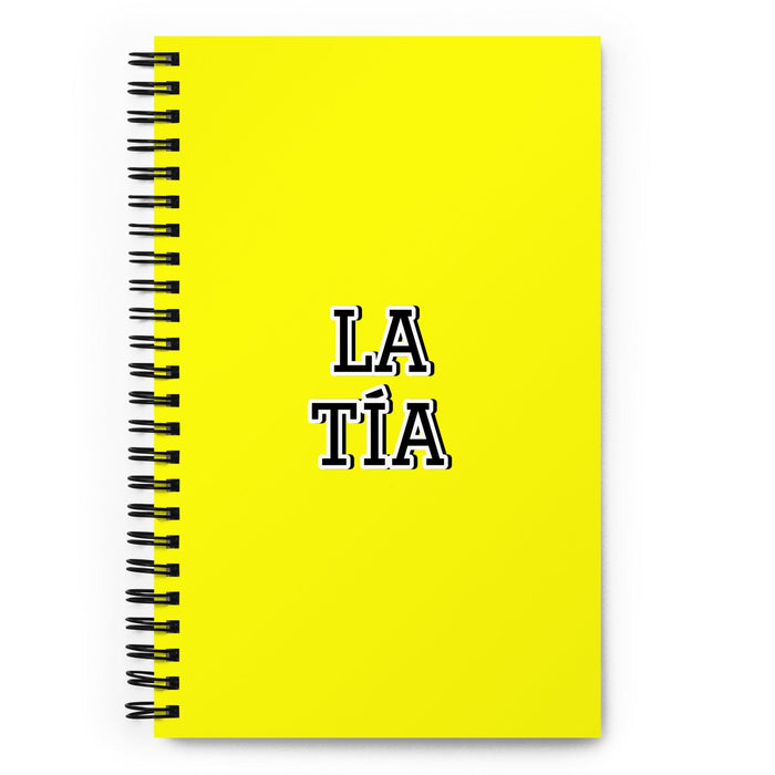 La Tía The Aunt / The Uncle | Yellow Spiral Notebook, 140 Dotted Sheets | Funny Gift Idea Home Office Work | Mexican Spanish Pride Gift