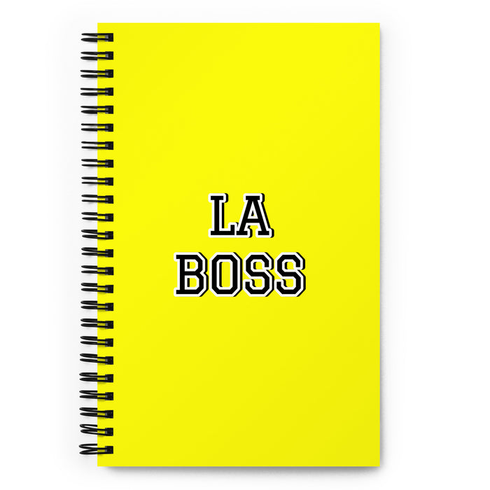 La Boss The Boss | Yellow Spiral Notebook, 140 Dotted Sheets | Funny Gift Idea Home Office Work | Mexican Spanish Pride Gift