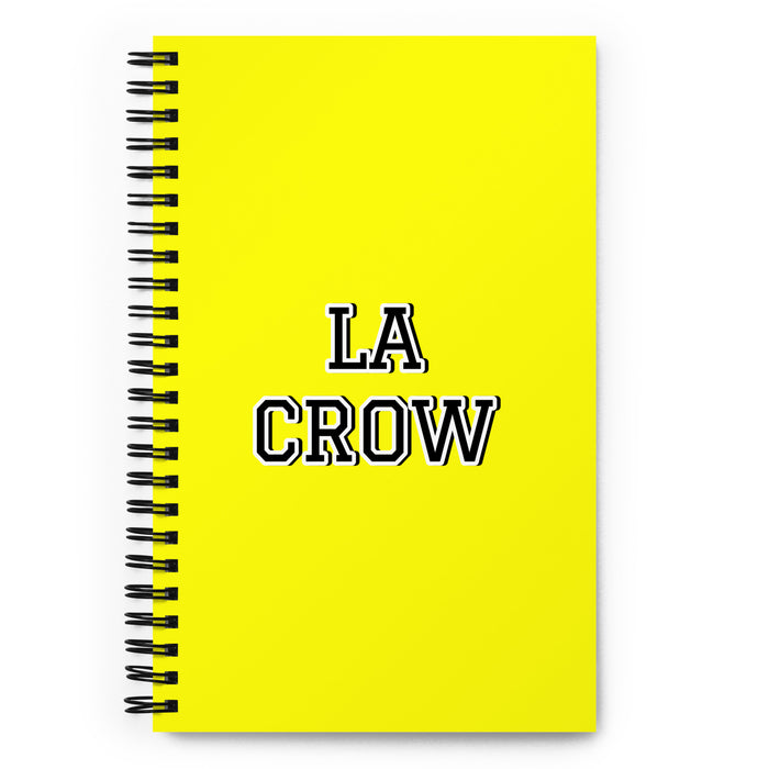 La Crow The Crow | Yellow Spiral Notebook, 140 Dotted Sheets | Funny Gift Idea Home Office Work | Mexican Spanish Pride Gift