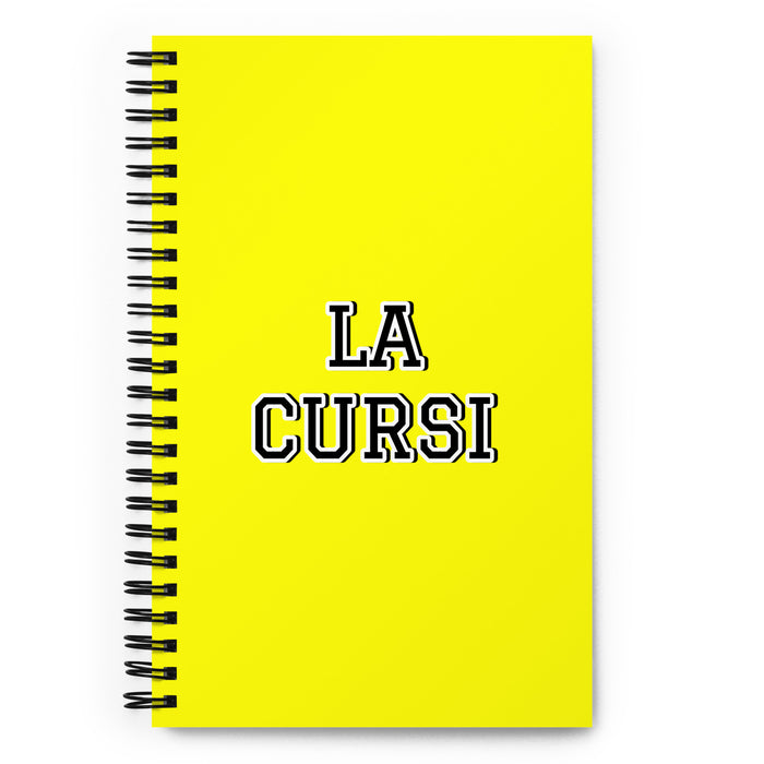 La Cursi The Cheesy One | Yellow Spiral Notebook, 140 Dotted Sheets | Funny Gift Idea Home Office Work | Mexican Spanish Pride Gift