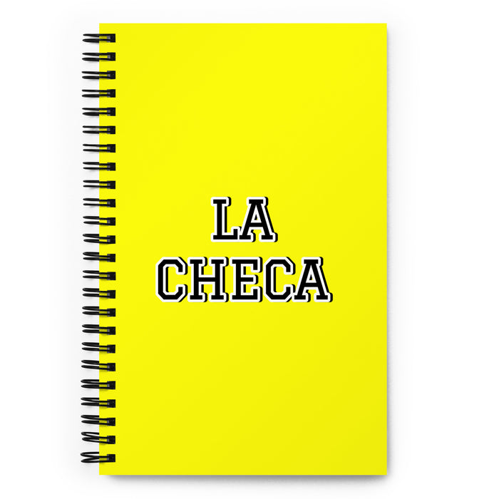 La Checa The Czech | Yellow Spiral Notebook, 140 Dotted Sheets | Funny Gift Idea Home Office Work | Mexican Spanish Pride Gift