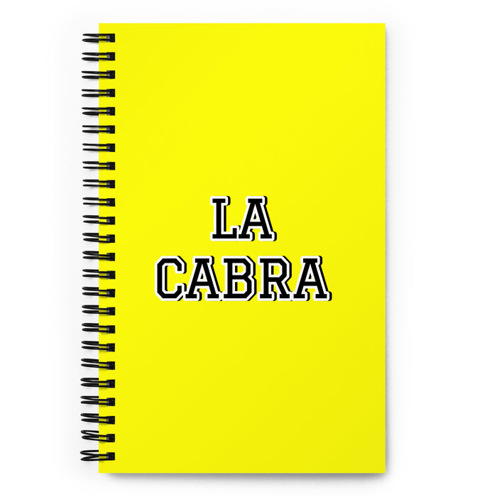 La Cabra The Goat | Yellow Spiral Notebook, 140 Dotted Sheets | Funny Gift Idea Home Office Work | Mexican Spanish Pride Gift