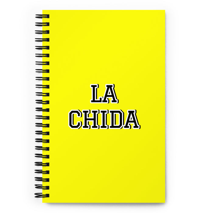 La Chida The Cool One | Yellow Spiral Notebook, 140 Dotted Sheets | Funny Gift Idea Home Office Work | Mexican Spanish Pride Gift