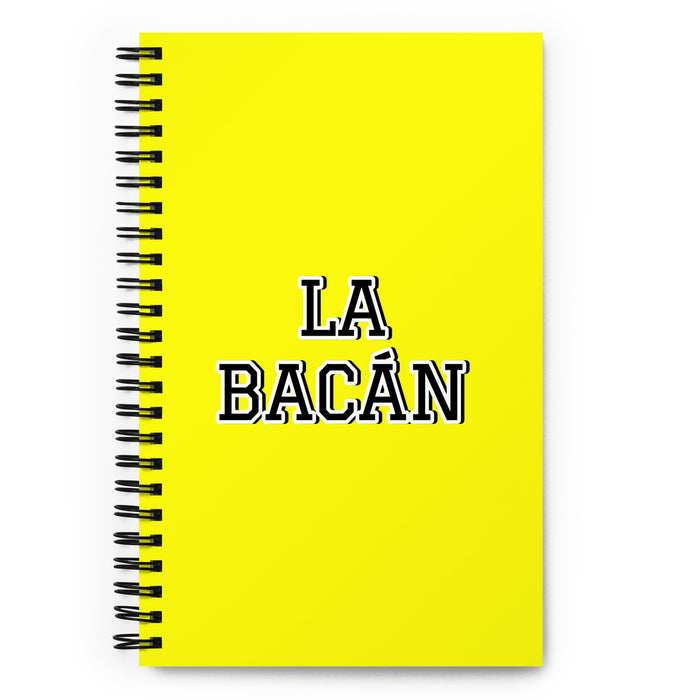 La Bacán The Awesome One | Yellow Spiral Notebook, 140 Dotted Sheets | Funny Gift Idea Home Office Work | Mexican Spanish Pride Gift