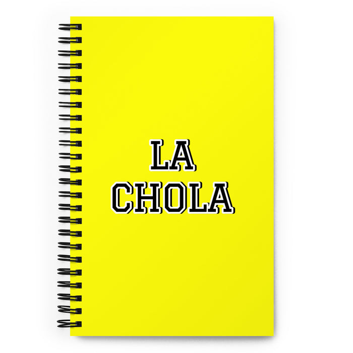 La Chola The Chola/Cholo | Yellow Spiral Notebook, 140 Dotted Sheets | Funny Gift Idea Home Office Work | Mexican Spanish Pride Gift