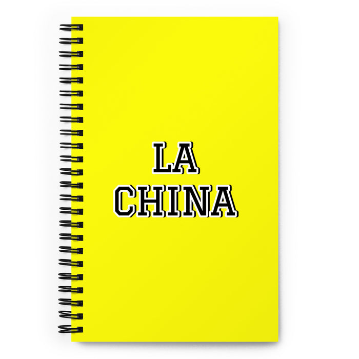 La China The Chinese | Yellow Spiral Notebook, 140 Dotted Sheets | Funny Gift Idea Home Office Work | Mexican Spanish Pride Gift