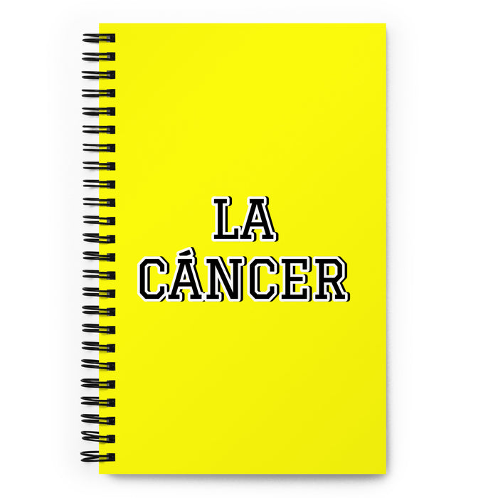 La Cáncer The Cancer | Yellow Spiral Notebook, 140 Dotted Sheets | Funny Gift Idea Home Office Work | Mexican Spanish Pride Gift