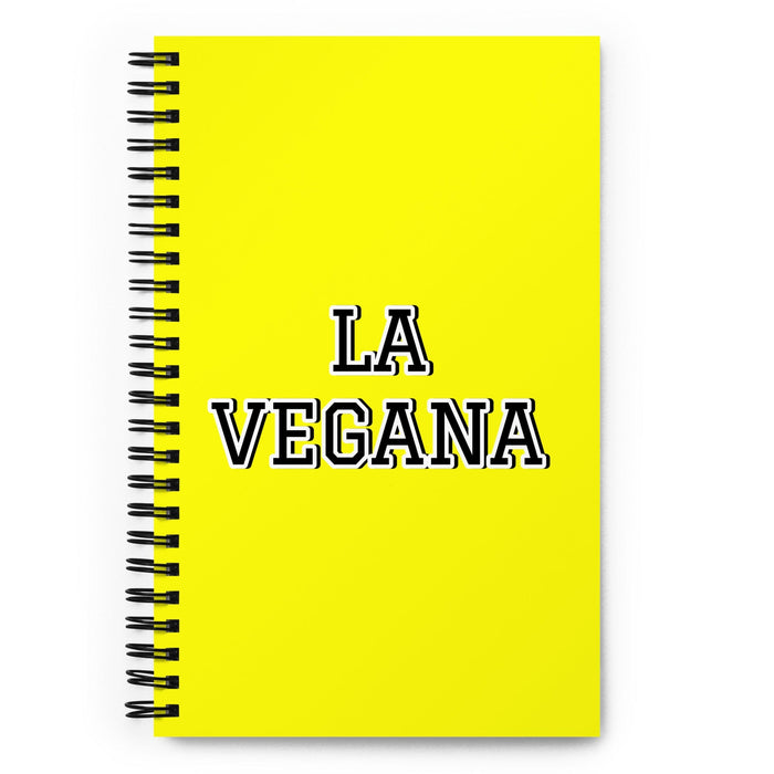 La Vegana The Vegan | Yellow Spiral Notebook, 140 Dotted Sheets | Funny Gift Idea Home Office Work | Mexican Spanish Pride Gift