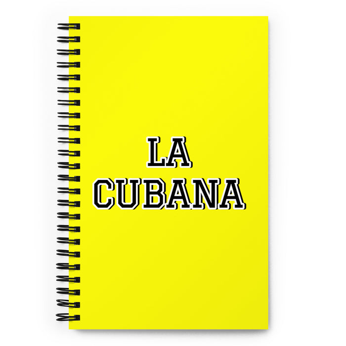 La Cubana The Cuban | Yellow Spiral Notebook, 140 Dotted Sheets | Funny Gift Idea Home Office Work | Mexican Spanish Pride Gift