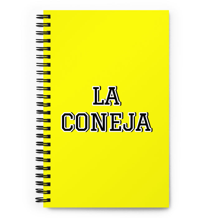 La Coneja The Rabbit | Yellow Spiral Notebook, 140 Dotted Sheets | Funny Gift Idea Home Office Work | Mexican Spanish Pride Gift