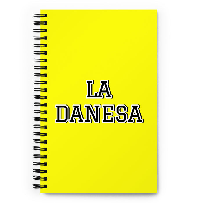 La Danesa The Danish | Yellow Spiral Notebook, 140 Dotted Sheets | Funny Gift Idea Home Office Work | Mexican Spanish Pride Gift