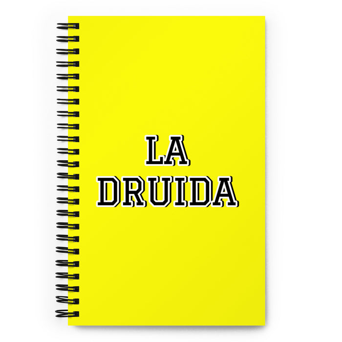 La Druida The Druid | Yellow Spiral Notebook, 140 Dotted Sheets | Funny Gift Idea Home Office Work | Mexican Spanish Pride Gift