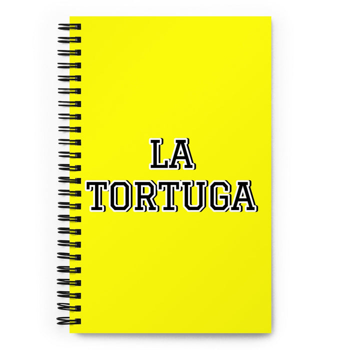 La Tortuga The Turtle | Yellow Spiral Notebook, 140 Dotted Sheets | Funny Gift Idea Home Office Work | Mexican Spanish Pride Gift