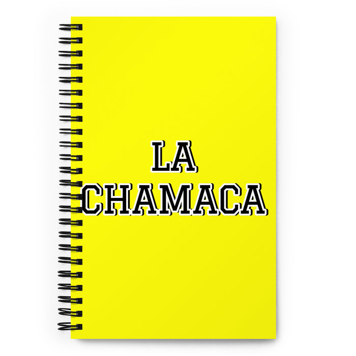 La Chamaca The Kid | Yellow Spiral Notebook, 140 Dotted Sheets | Funny Gift Idea Home Office Work | Mexican Spanish Pride Gift