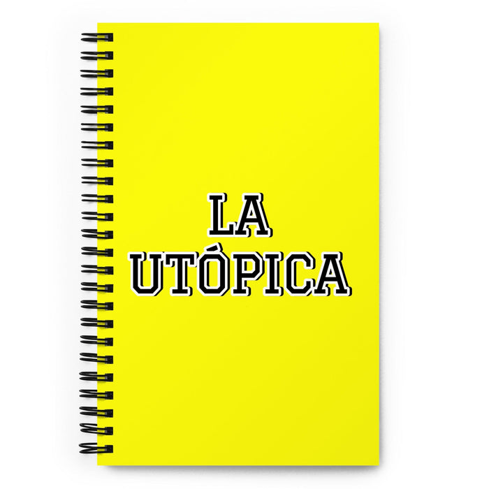 La Utópica L'Utopique | Cahier à spirale jaune, 140 feuilles pointillées | Idée cadeau amusante pour le travail à domicile et au bureau | Cadeau de fierté mexicaine espagnole