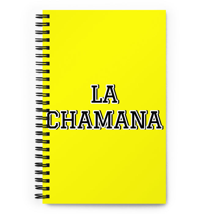 La Chamana The Shaman | Yellow Spiral Notebook, 140 Dotted Sheets | Funny Gift Idea Home Office Work | Mexican Spanish Pride Gift