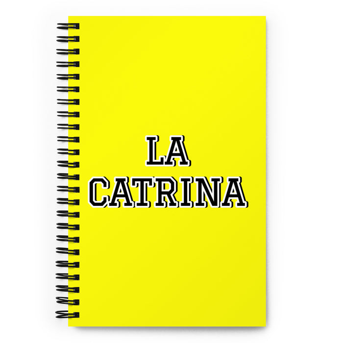 La Catrina The Fancy Dresser | Yellow Spiral Notebook, 140 Dotted Sheets | Funny Gift Idea Home Office Work | Mexican Spanish Pride Gift