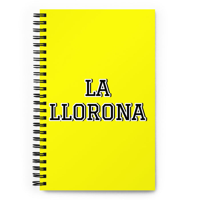 La Llorona The Crybaby | Yellow Spiral Notebook, 140 Dotted Sheets | Funny Gift Idea Home Office Work | Mexican Spanish Pride Gift