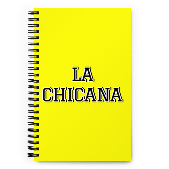 La Chicana The Chicano/Chicana | Yellow Spiral Notebook, 140 Dotted Sheets | Funny Gift Idea Home Office Work | Mexican Spanish Pride Gift