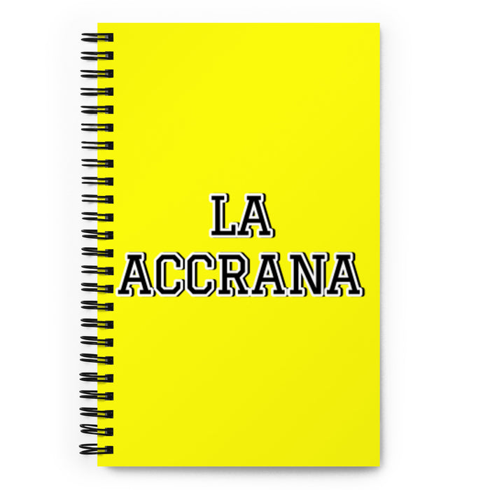 La Accrana The Accra Resident | Yellow Spiral Notebook, 140 Dotted Sheets | Funny Gift Idea Home Office Work | Mexican Spanish Pride Gift