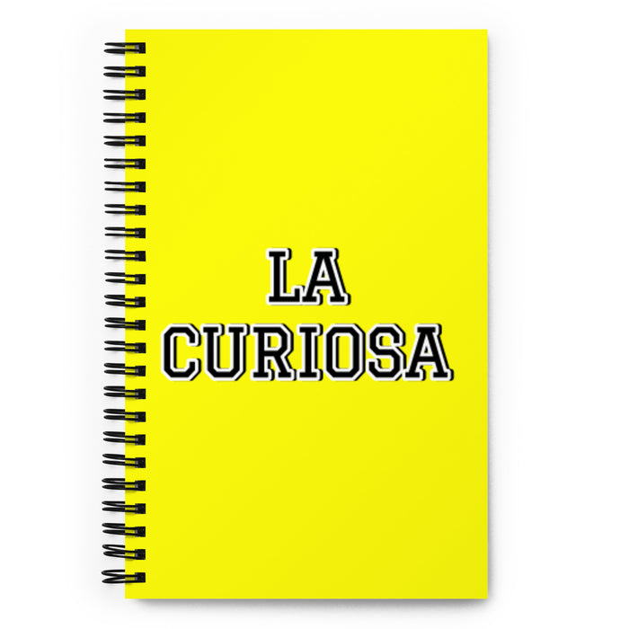 La Curiosa The Curious One | Yellow Spiral Notebook, 140 Dotted Sheets | Funny Gift Idea Home Office Work | Mexican Spanish Pride Gift