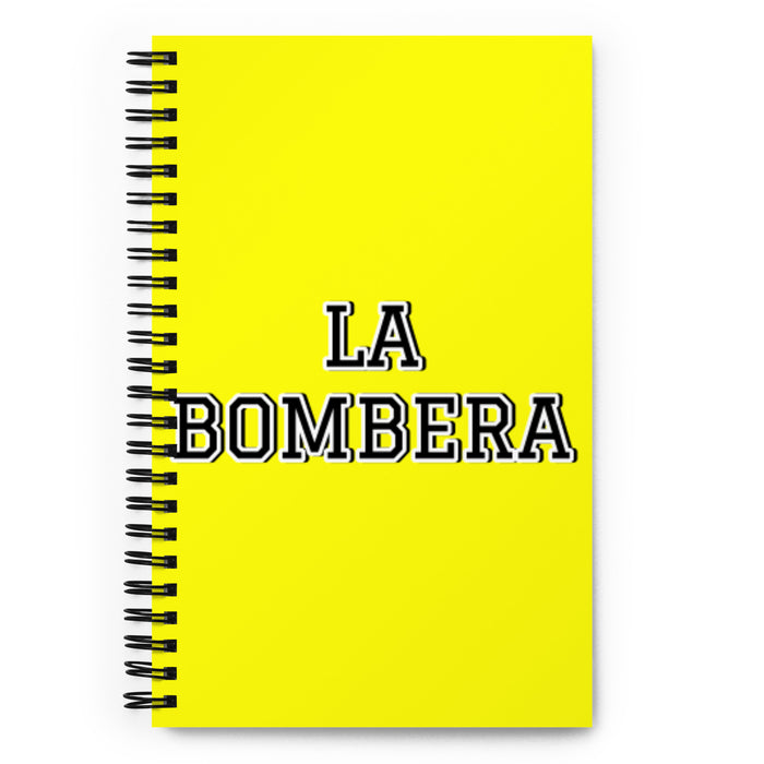 La Bombera The Firefighter | Yellow Spiral Notebook, 140 Dotted Sheets | Funny Gift Idea Home Office Work | Mexican Spanish Pride Gift