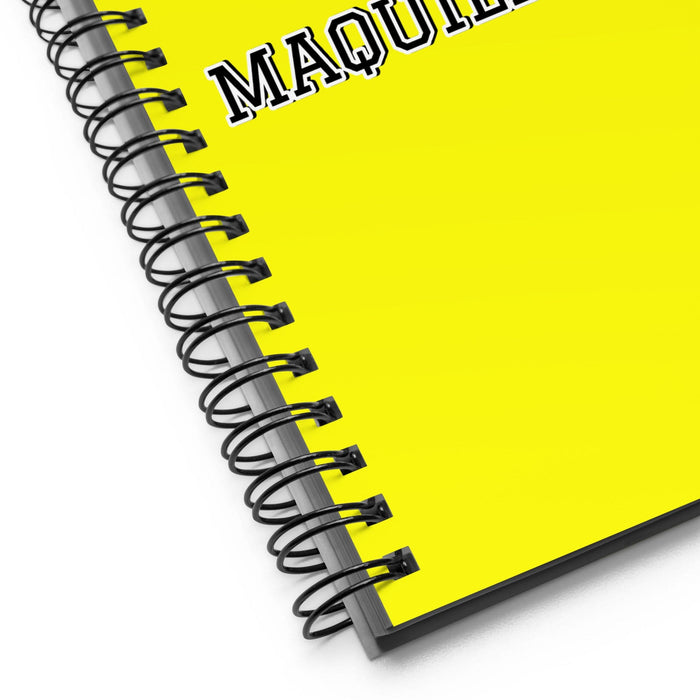 La Maquilladora The Makeup Artist | Yellow Spiral Notebook, 140 Dotted Sheets | Funny Gift Idea Home Office Work | Mexican Spanish Pride Gift