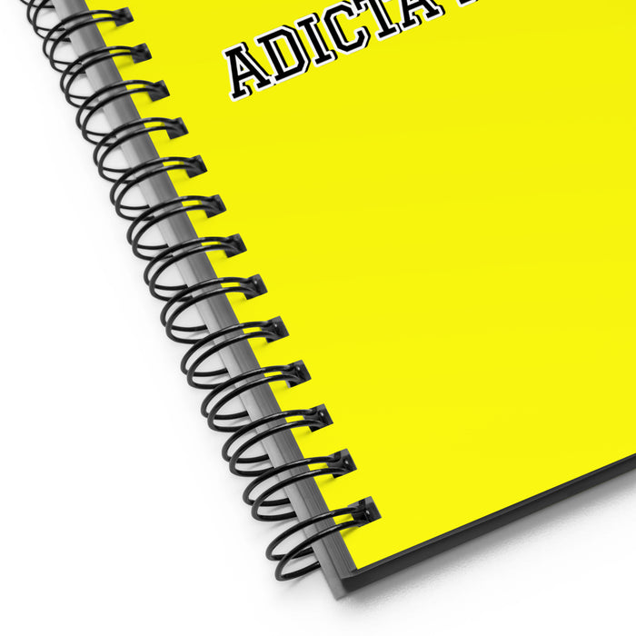 La Adicta Al Café The Coffee Addict | Yellow Spiral Notebook, 140 Dotted Sheets | Funny Gift Idea Home Office Work | Mexican Spanish Pride Gift