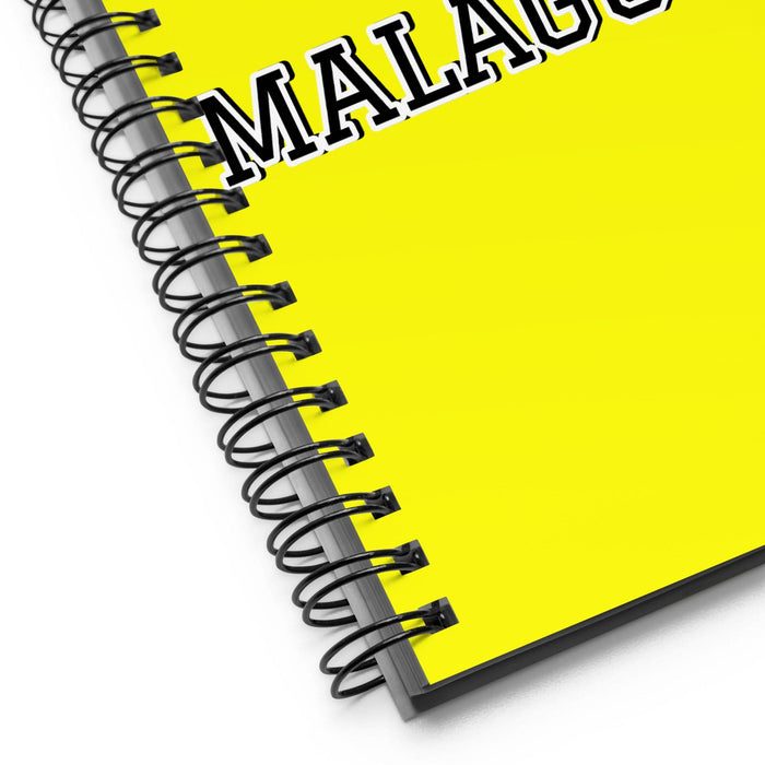 La Malagueña The Málaga Resident | Yellow Spiral Notebook, 140 Dotted Sheets | Funny Gift Idea Home Office Work | Mexican Spanish Pride Gift