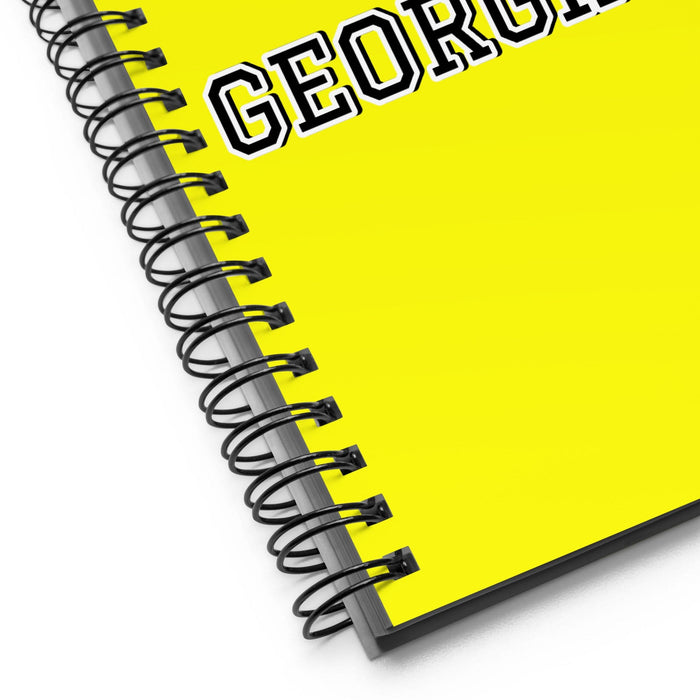 La Georgiana The Georgian | Yellow Spiral Notebook, 140 Dotted Sheets | Funny Gift Idea Home Office Work | Mexican Spanish Pride Gift