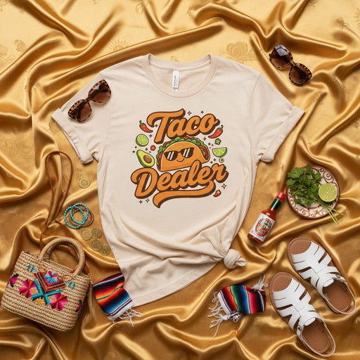 Taco Dealer T-Shirt Funny Cinco de Mayo Graphic Tee Cute Mexican Food Pun Shirt Vintage Style Taco Lover Fiesta Party Unisex Shirt Mexicada