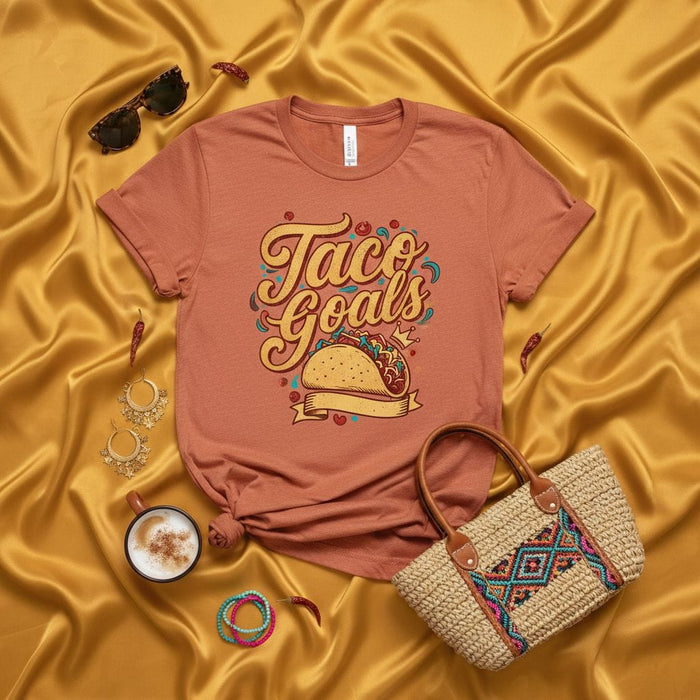 Taco Goals Shirt Funny Unisex Graphic Tee Food Lover Gift Cute Cinco de Mayo Outfit Mexicada