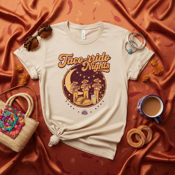 Taco-rrido Nights Shirt with Mariachi Band, Tacos, and Beer Graphic, Unisex Fiesta Apparel, Mexican Food Lover Tee, Cinco de Mayo Party Outfit Mexicada