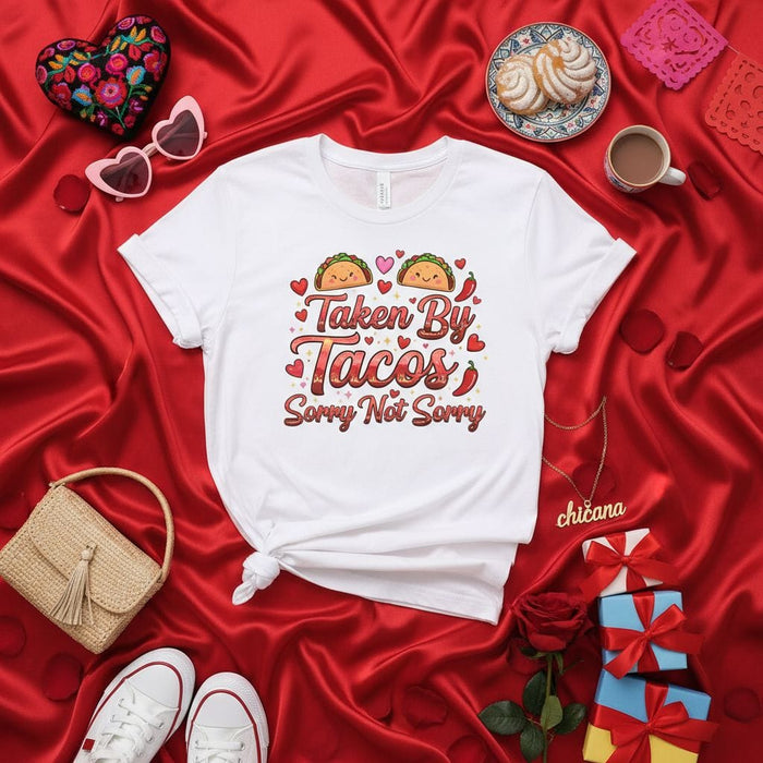 Taken By Tacos Sorry Not Sorry Shirt Funny Taco Lover Gift Cute Mexican Food Pun T-Shirt Cinco de Mayo Fiesta Humor Tee Unisex Graphic Novelty Top Mexicada