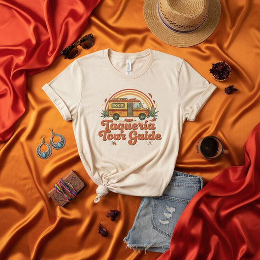 Taqueria Tour Guide Shirt, Vintage Taco Truck T-Shirt, Retro Foodie Gift Tee, Mexican Food Lover Top, Unisex Tacos and Rainbow Graphic Shirt for Men and Women Mexicada