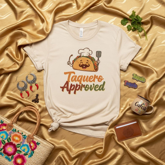 Taquero Approved Shirt, Funny Taco Chef T-Shirt, Taquero Gift, Mexican Food Lover Tee, Cinco de Mayo Apparel, Fiesta Party Outfit, Humor Graphic T-Shirt for Men and Women, Unisex Short Sleeve Top Mexicada