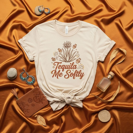 Tequila Me Softly Shirt, Agave Plant Tequila T-Shirt, Funny Drinking Quote Tee, Retro Desert Aesthetic Festival Apparel, Boho Fiesta Outfit Gift Mexicada