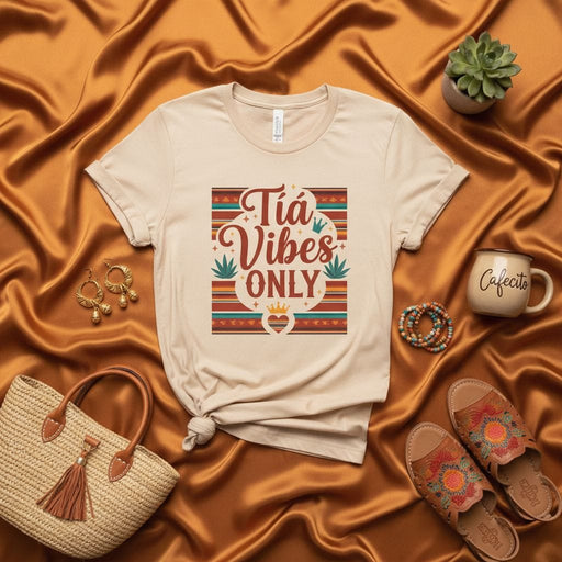 Tía Vibes Only Shirt, Spanish Aunt Latina Heritage Gift Tee, Funny Latinx Tia Life T-Shirt, Cafecito Lovers Apparel, Cute Colorful Graphic Tía Shirt for Her Mexicada