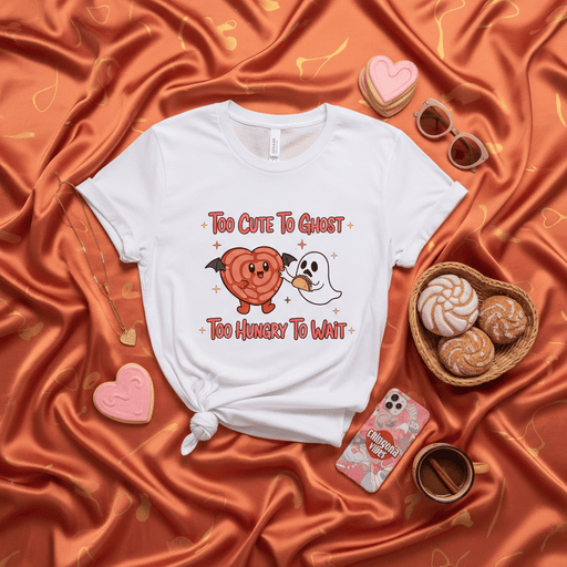 Too Cute To Ghost Too Hungry To Wait, Halloween Ghost Heart Holding Taco Shirt, Funny Fall Spooky Season Unisex T-Shirt, Cute Ghostie Kawaii Spooktober Graphic Tee Mexicada